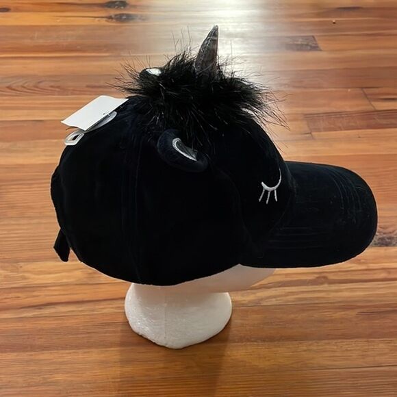 Spooky Streets Black Velour Unicorn Cap Hat OS NEW Halloween Costume Dress-Up - Picture 4 of 9